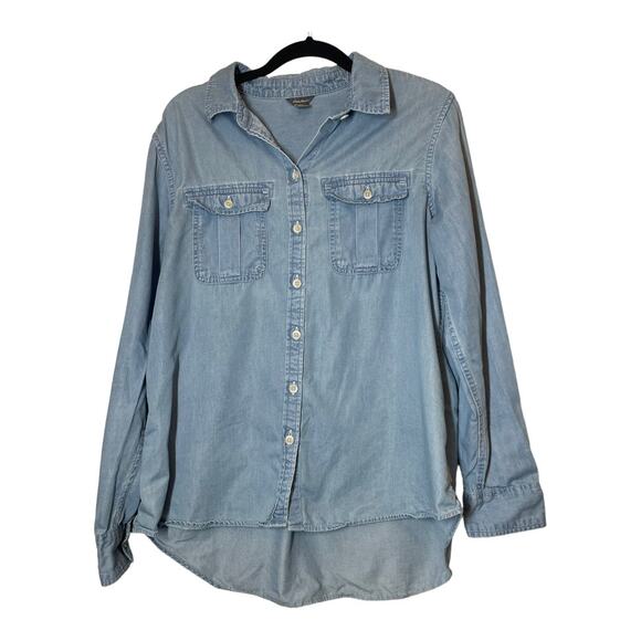Eddie Bauer Cotton Lyocell Button Front Shirt Womens Large - Picture 1 of 4